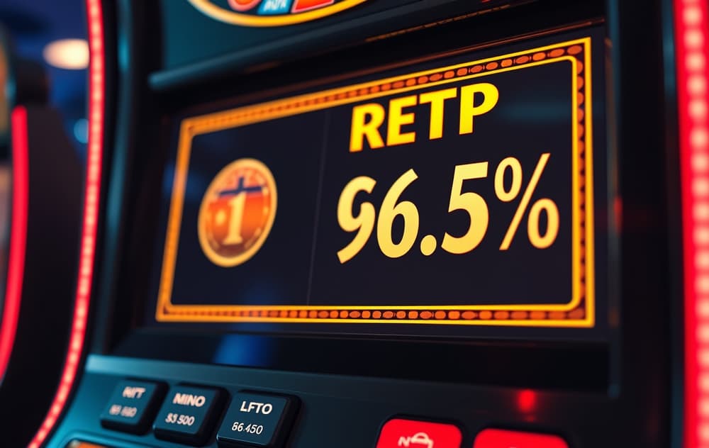 Spilleautomat med RTP-prosent vist på skjermen