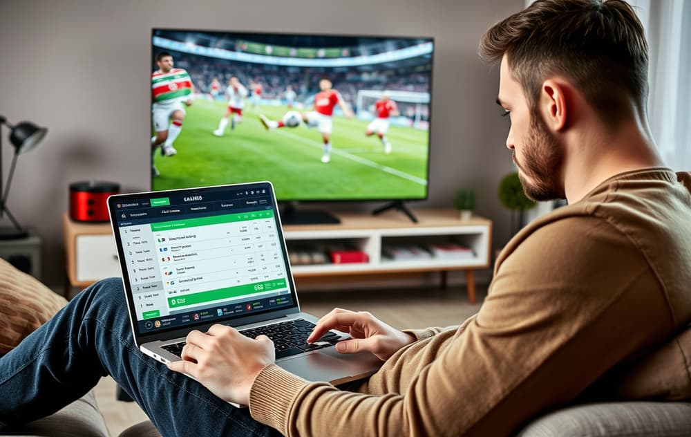 Nordmann sammenligner odds på bettingsider på laptop