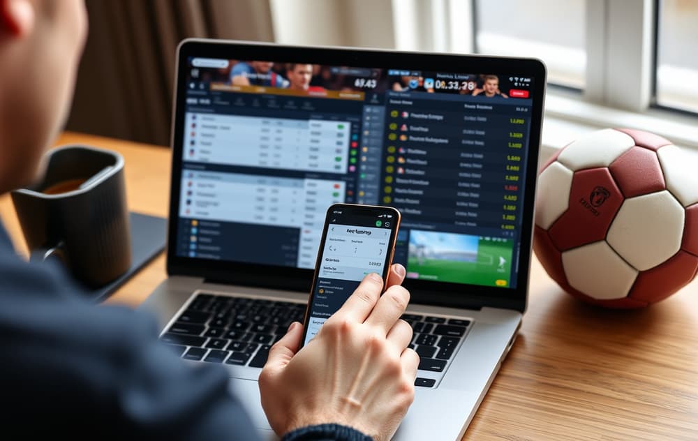 Sammenligning av fotballodds på laptop og mobil